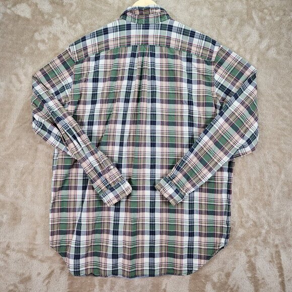 Ralph Lauren Button-Down Shirt Green Blue Paid Classic Fit Men's Size XLT Tall - Picture 9 of 10